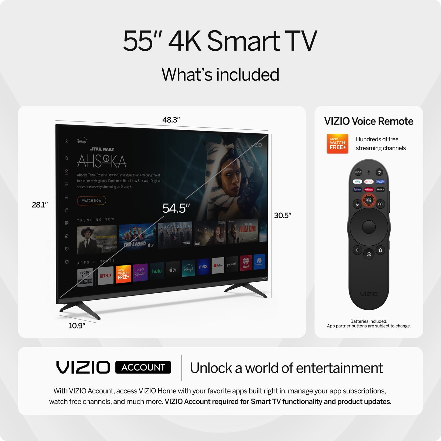 55” Class 4K UHD LED HDR Smart TV (New) V4K55M-08